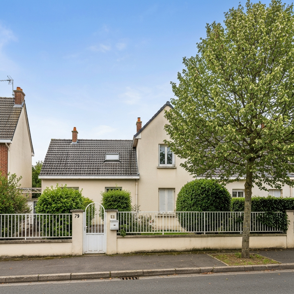 Vue aérienne d'une maison à Sillery avec un panneau de vente