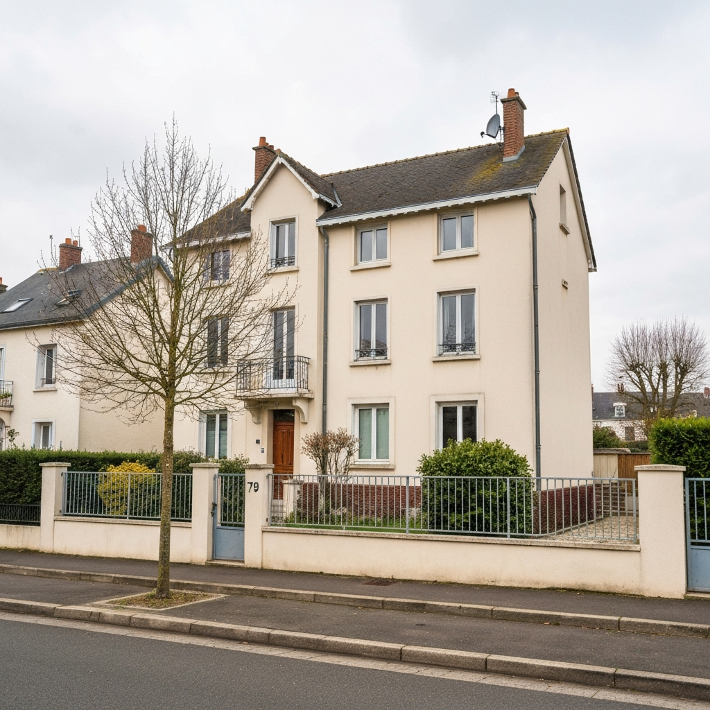 Vue aérienne du centre-ville de Sillery avec des immeubles et des maisons